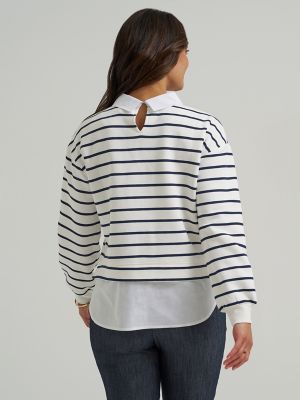 Women's Twofer Sweater Top in Mood Indigo