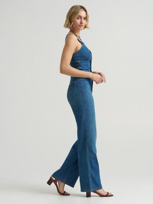 Women's Back Cut Out Denim Jumpsuit