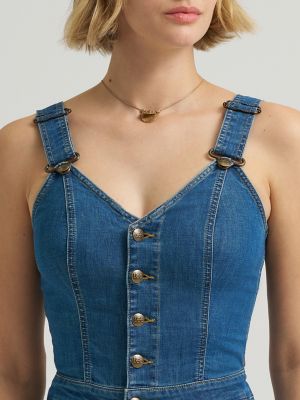 Women's Back Cut Out Denim Jumpsuit