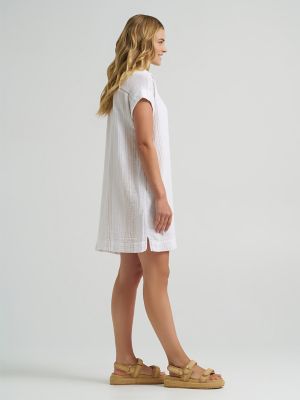 Women's Legendary Sheath Dress in White Wheat Stripe