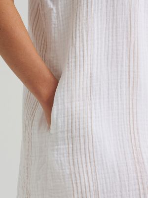 Women's Legendary Sheath Dress in White Wheat Stripe
