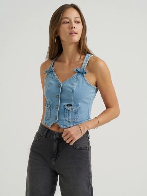 Women's Denim Bow Vest
