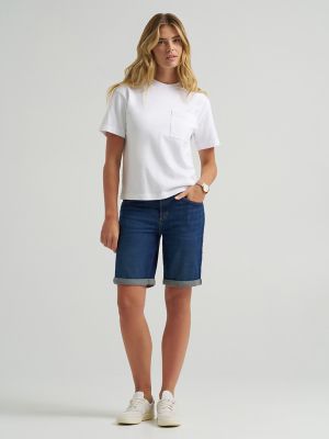 Women's Legendary Relaxed Denim Bermuda in Night Rain main view