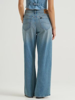 Women's Lace Side Seam Low Slung Baggy Jean