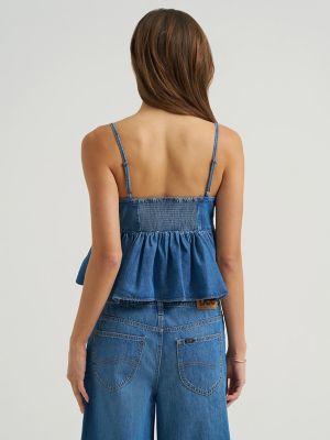 Women's Denim Bow Peplum Top in Cape Town