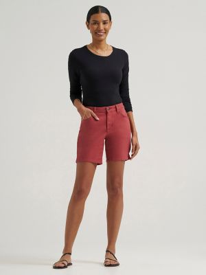 Womens Legendary Side Slit Denim Short:Washed Punch:10:M main view