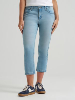 Women's Legendary Straight Denim Capri in Cobalt Cloud alternative view