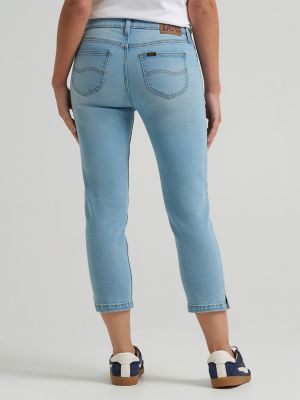 Women's Legendary Straight Denim Capri in Cobalt Cloud alternative view 2