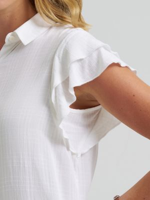 Women's Legendary Flutter Sleeve Button Down Shirt