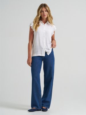 Women's Legendary Flutter Sleeve Button Down Shirt