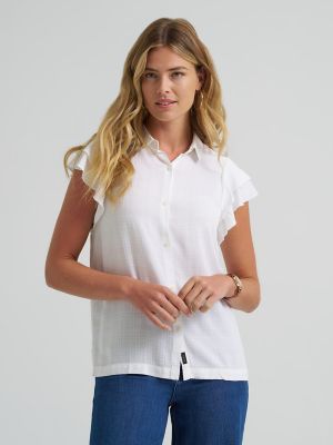 Women's Legendary Flutter Sleeve Button Down Shirt