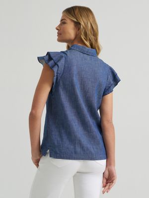 Women's Legendary Flutter Sleeve Button Down Shirt in Weekend Cabin alternative view
