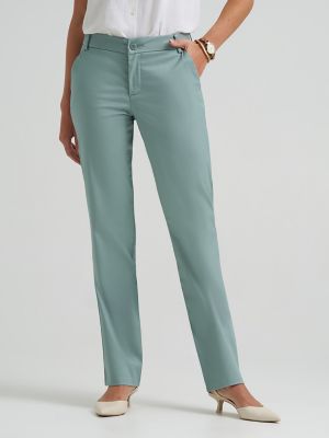 Women's Wrinkle Free Relaxed Fit Straight Leg Pant in Desert Sage alternative view
