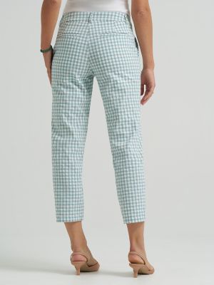 Women's Stretch Capri in Natural Desert Sage Gingham alternative view 2