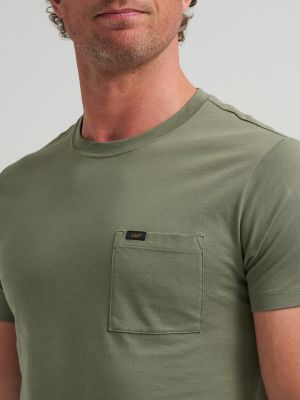 Men's Slim Fit Lightweight Pocket Tee in Olive Stone alternative view 2