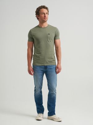 Men's Slim Fit Lightweight Pocket Tee in Olive Stone alternative view 3