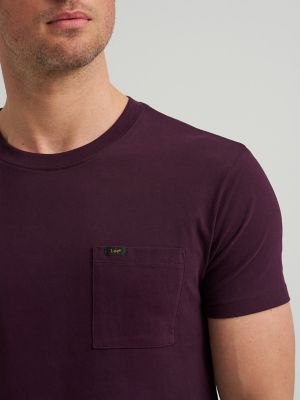 Men's Slim Fit Lightweight Pocket Tee in Deep Wine