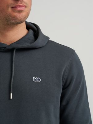 Men's Logo Patch Solid Hoodie in Washed Black alternative view 2