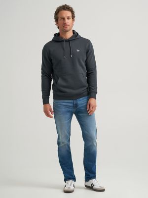 Men's Logo Patch Solid Hoodie in Washed Black alternative view 4