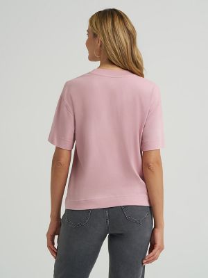 Women's Solid Logo Pocket Tee in Pretty Plum