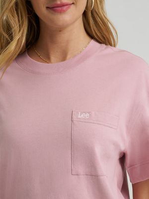Women's Solid Logo Pocket Tee in Pretty Plum