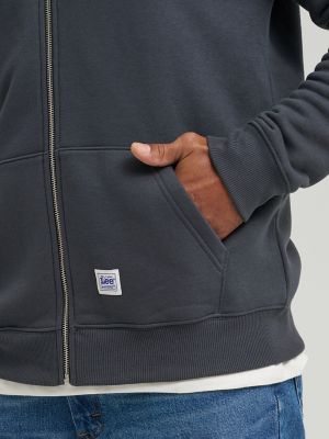 Men's Relaxed Fit Essential Workwear Full Zip Jacket in Washed Black alternative view 2