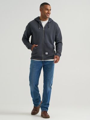 Men's Relaxed Fit Essential Workwear Full Zip Jacket in Washed Black alternative view 3