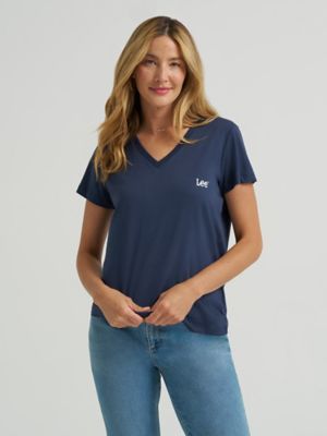 Women's Solid V-Neck Logo Tee from Lee - $19.99