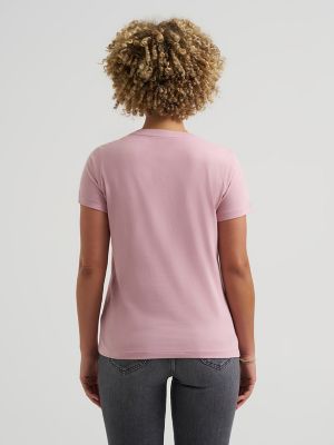 Women's Solid V-Neck Logo Tee