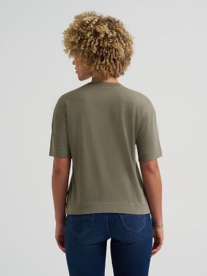 Women's Solid Logo Pocket Tee in Mercantile Green