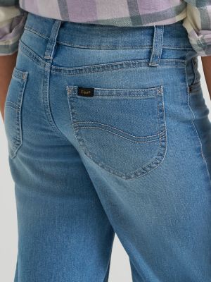 Girl's Distressed Wide Leg Jean in Medium Vintage