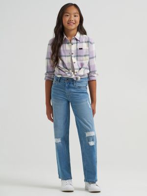 Girl's Distressed Wide Leg Jean