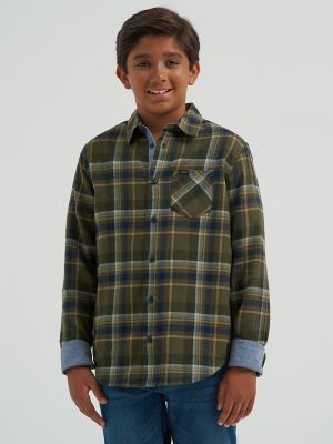 Boy's One Pocket Plaid Flannel Shirt