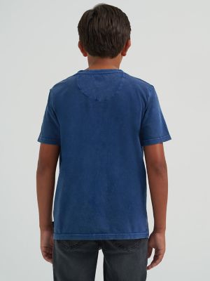 Boy's Stone Wash Jersey Logo Tee in Navy