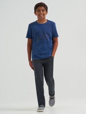 Boy's Stone Wash Jersey Logo Tee in Navy