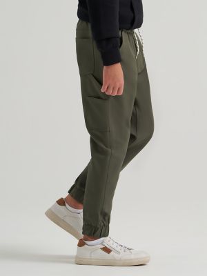 Boy's Brushed Back Tech Carpenter Jogger in Olive alternative view 3