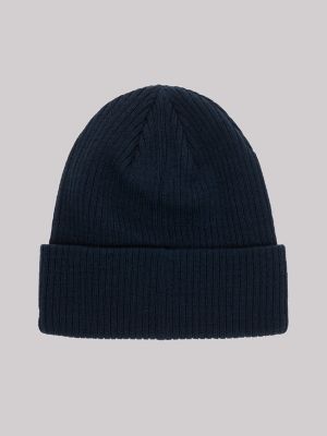 Rib Knit Logo Patch Beanie Set:Navy/Stone:One Size alternative view 4