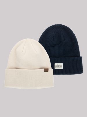 Rib Knit Logo Patch Beanie Set