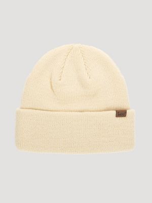 Jacquard Stripe Faux Leather Logo Patch Beanie Set