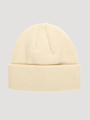 Jacquard Stripe Faux Leather Logo Patch Beanie Set