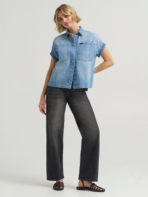 Women's Rolled Sleeve Utility Shirt in Stalled Out