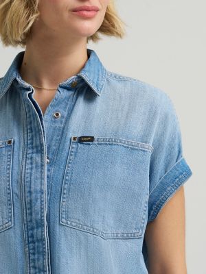 Women's Rolled Sleeve Utility Shirt in Stalled Out
