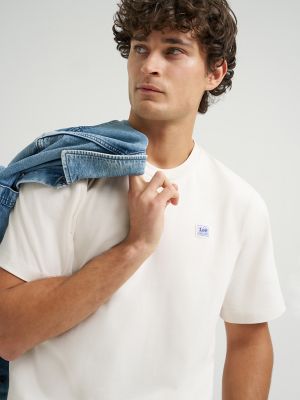 Men's Relaxed Fit Patch Logo Tee in Natural