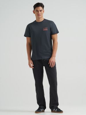 Men's Relaxed Fit Vinyl Shop Graphic Tee in Washed Black alternative view 4