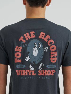 Men's Relaxed Fit Vinyl Shop Graphic Tee in Washed Black alternative view 7