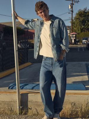 Men's 100% Cotton Loose Barrel Jean