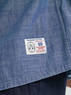 Men's Loose Chambray Button Down Baseball Shirt