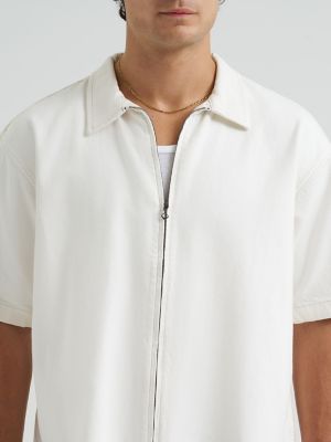 Men's Loose Full Zip Denim Shirt