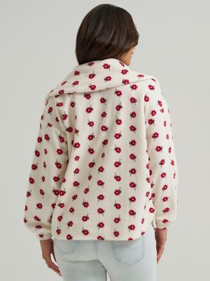 Women's Printed Sherpa Pullover in Whisper White alternative view
