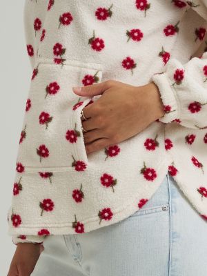 Women's Printed Sherpa Pullover in Whisper White alternative view 2